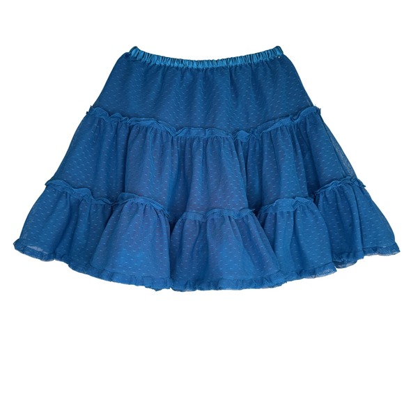 Hanna Andersson Other - Hanna Andersson Skirt Girls 110 Blue Tiered Ruffle Swiss Dot Mesh Elastic Waist‎